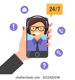 Online tech support 24/7 service concept.