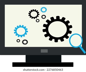 Online tech support icon. search for a solution to a problem on the Internet