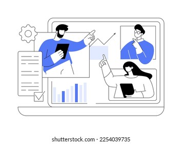 Online tech talks abstract concept vector illustration. Technical topics presentations, webinars, live demonstration, online presentation, web session, virtual communication abstract metaphor.