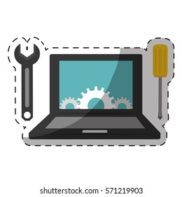 online technical service abstract image sticker vector illustration design 
