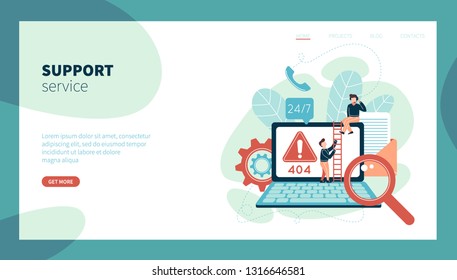 Online technical support 24-7 for web page. Online assistant, virtual help service.