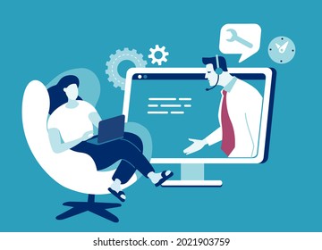 Online technical support. Business vector illustration.
