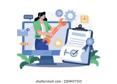 Online technologic certification Illustration concept on white background