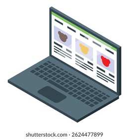 Online teddy bear shop is displaying its products on a laptop screen