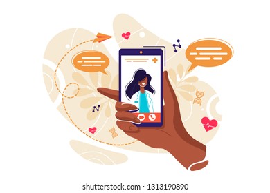 Online tele medicine isometric concept. Medical consultation and treatment via application of smartphone connected internet clinic. Online doctor consultation technology in smartphone vector. 