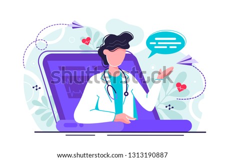Online tele medicine isometric concept. Medical consultation and treatment via application of smartphone connected internet clinic. Online doctor consultation technology in smartphone vector. 