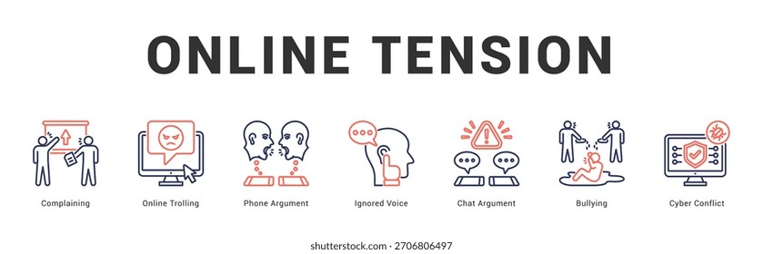 Ilustración de Anuncio de Web moderno y limpio con íconos temáticos para la comunicación visual