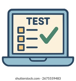 online test certification flat color vector illustration template design