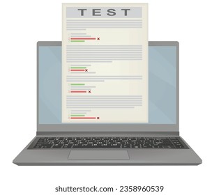 Concepto de prueba en línea. ilustración vectorial