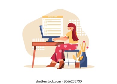 Online Test Evaluation Illustration concept. Flat illustration isolated on white background.