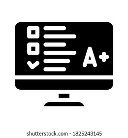 vector de icono de glifo de prueba en línea. signo de prueba en línea. símbolo de contorno aislado ilustración negra