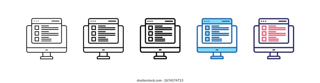 Ícone De Teste Online Em 5 Estilos Diferentes Definem A Coleção.