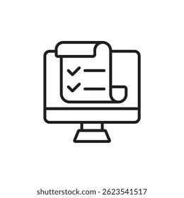 Icono de prueba en línea colección. Estilo de diseño con fondo