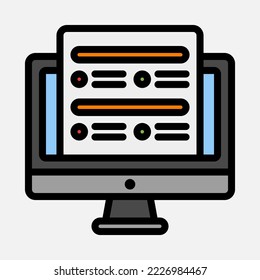 Icono de prueba en línea con estilo de línea rellena, uso para presentación de aplicaciones móviles del sitio web