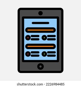 Icono de prueba en línea con estilo de línea rellena, uso para presentación de aplicaciones móviles del sitio web