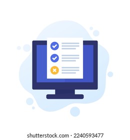 Online-Testsymbol, flaches Vektordesign