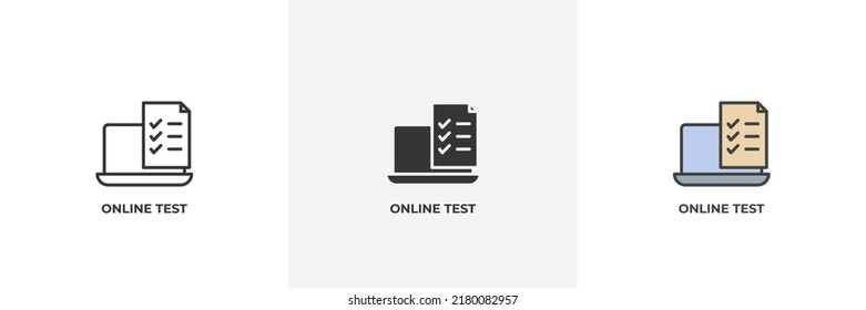 online test icon. Line, solid and filled outline colorful version, outline and filled vector sign. Idea Symbol, logo illustration. Vector graphics