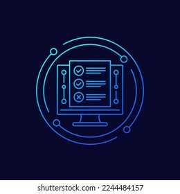 online test icon, linear design