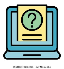 Online test icon outline vector. Computer exam. School education color flat
