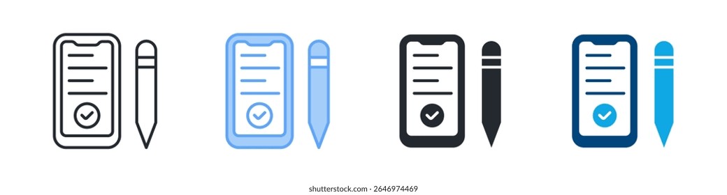 Online Test Icon Set Multiple Style. Designed In Outline, Blue, Glyph, Dual Tone