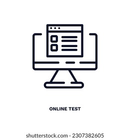 online test icon. Thin line online test icon from education and science collection. Outline vector isolated on white background. Editable online test symbol can be used web and mobile