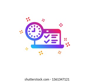 Online test icon. Time sign. Examination symbol. Dynamic shapes. Gradient design online test icon. Classic style. Vector
