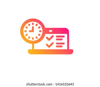 Online test icon. Time sign. Examination symbol. Classic flat style. Gradient online test icon. Vector