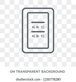 Online test icon. Trendy flat vector Online test icon on transparent background from E-learning and education collection. High quality filled Online test symbol use for web and mobile