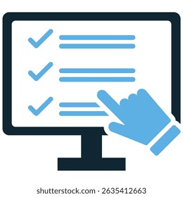 Online test icon vector for digital exams, virtual quizzes, or internet-based assessment. Ideal for student apps, remote learning, or classroom digital evaluation systems.
