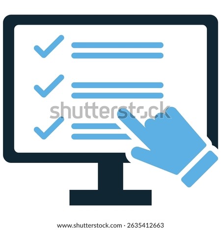 Online test icon vector for digital exams, virtual quizzes, or internet-based assessment. Ideal for student apps, remote learning, or classroom digital evaluation systems.