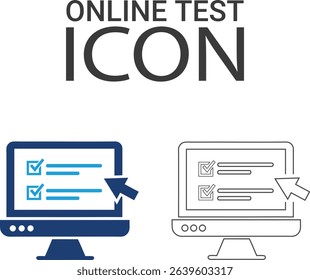 Online test icons design. Collection of audio lesson, video tutorial, interactive learning and more. Vector illustration. Easily changes to any color.
