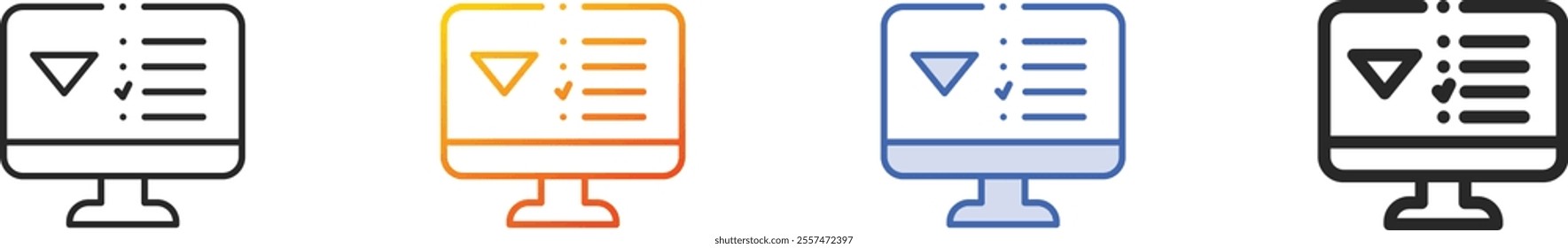 online test icon.Thin Linear, Gradient, Blue Stroke and bold Style Design Isolated On White Background