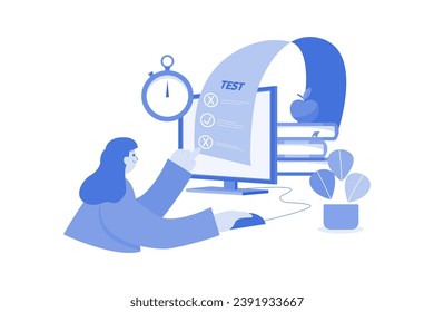 Online Test Illustration concept on a white background