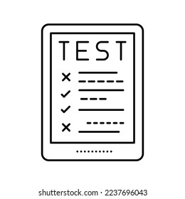 vector de icono de línea de prueba en línea. signo de prueba en línea. símbolo de contorno aislado ilustración negra