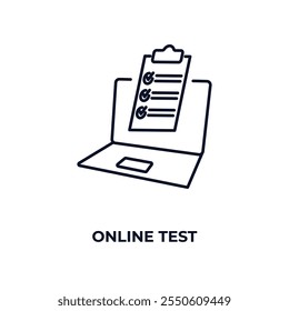 online test outline icon. Linear vector from education concept. Thin line online test icon isolated on white background