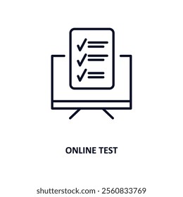 online test outline icon.  Thin line icon from education collection. Editable vector isolated on white background