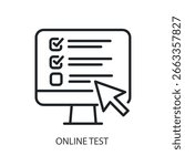 Online test thin line vector icons.