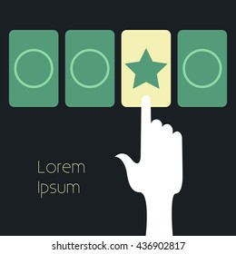 Online test. Vector illustration
The hand presses one of the response options online test. The online choice test