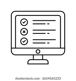 Icono de estilo de ilustración de esquema de Vector de prueba en línea. Archivo EPS 10