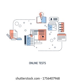 Concepto de pruebas en línea. Ilustración vectorial para sitio web, aplicación, banner, etc.