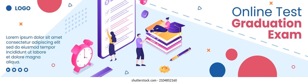 Online Testing Course Banner Template Flat Design Illustration Editable of Square Background for Social media, E-learning and Education Concept