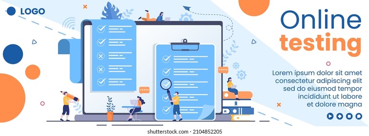 Online Testing Course Cover Template Flat Design Illustration Editable of Square Background for Social media, E-learning and Education Concept