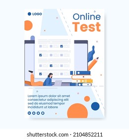Online Testing Course Poster Template Flat Design Illustration Editable of Square Background for Social media, E-learning and Education Concept