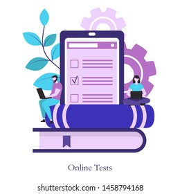 Online testing or E-learning concept. Online education, survey, internet exam.