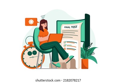 Online testing Illustration concept on white background