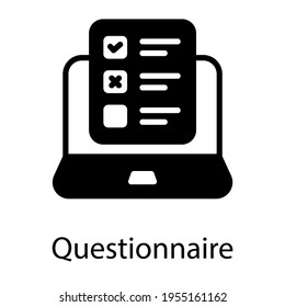 Online testing, questionnaire icon in editable solid style 