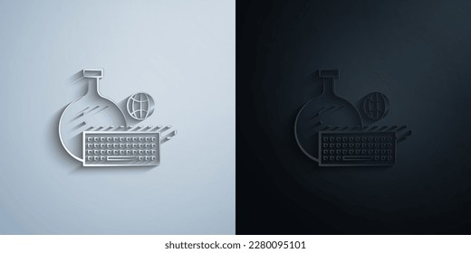 pruebas en línea 2 iconos de papel de línea de color con efecto de sombra diseño de iluminación vectorial