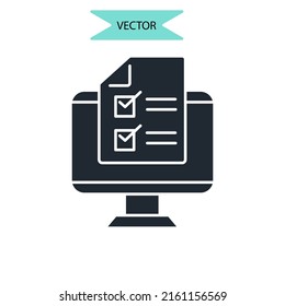 Online Tests Icons  Symbol Vector Elements For Infographic Web