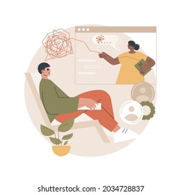 Online Therapy Abstract Concept Vector Illustration. Online Counseling, Mental Health Amid Coronavirus Quarantine, Psychological Help, Self Isolation, Social Distancing Abstract Metaphor.