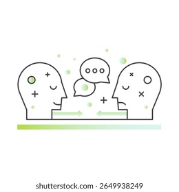Online therapy concept with virtual mental health support, remote counseling, digital consulting, therapy session, emotional help, self-care, and psychological assistance in vector style icon logo